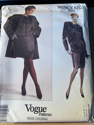 Vogue Patterns 2556 Patrick Kelly 1990 Jacket Skirt Coat UNCUT Sizes8-12