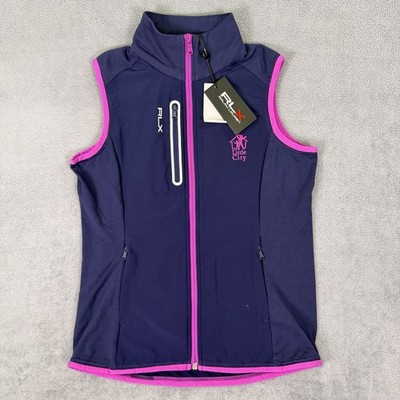 New Ralph Lauren RLX Vest Womens XS Blue Navy Full Zip Performance Golf Logo
