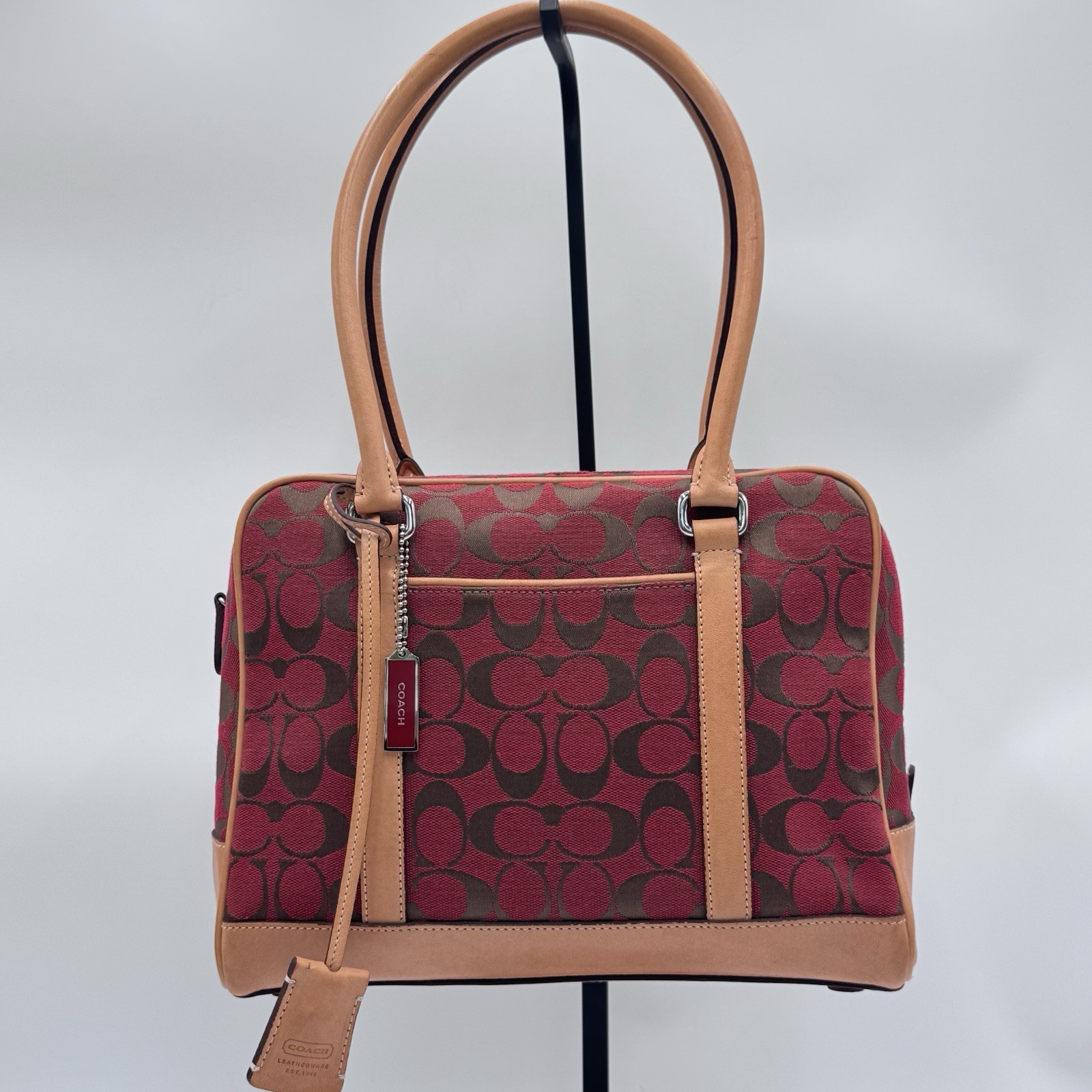 RARE Y2K Coach Signature Red Canvas Shoulder Handbag … - Gem
