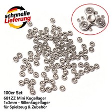 100 St&uuml;ck 681ZZ Kugellager 1x3x1mm &ndash; Mini Bohrung Lager f&uuml;r Modell & Skateboard