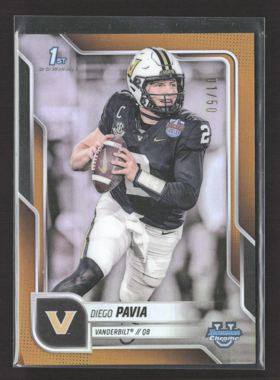 2025 Topps Bowman Chrome Diego Pavia #190 Gold Refractor /50