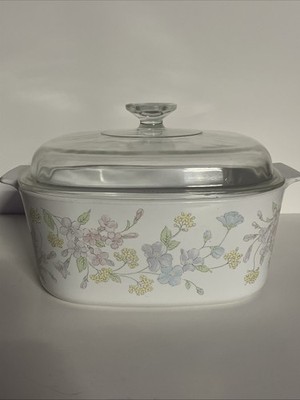 CorningWare Floral Pastel Bouquet 5 Liter Baking Casserole Dish A-5-B with Lid