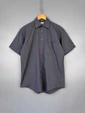 Vintage Yves Saint Laurent YSL Short Sleeve Shirt Button Up Gray Mens M-L 15 39