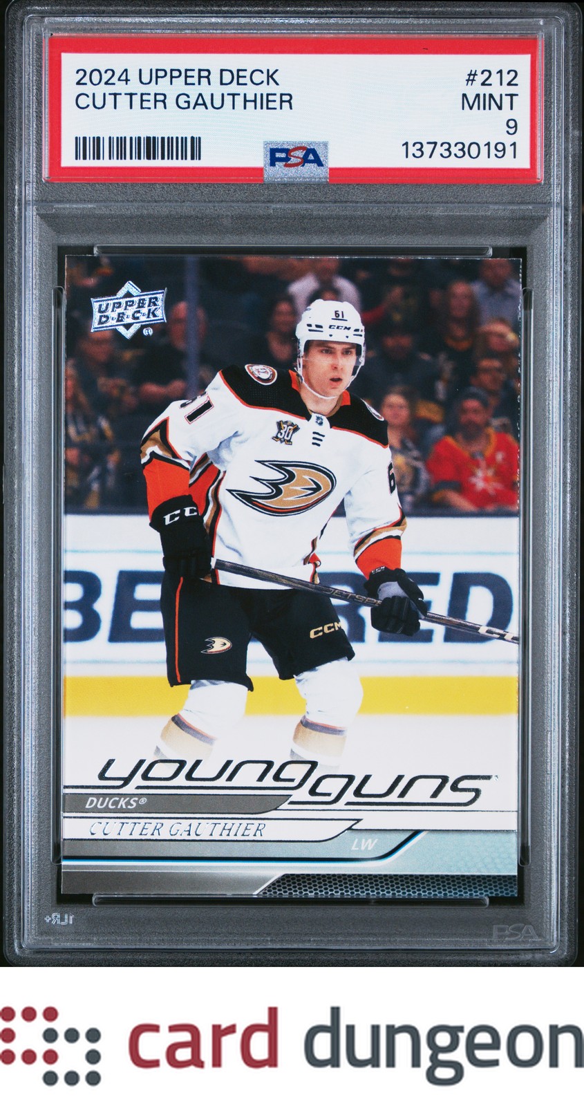 Cutter Gauthier 2024 Upper Deck #212 Young Guns - 137330191 PSA 9 view 1