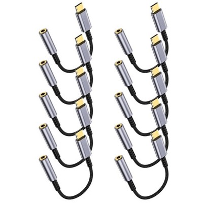 10 Pack USB C to 3.5mm Headphone Jack Adapter   HiFi Audio 10 Pack, Grey