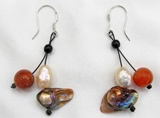 925 silver baroque freshwater pearl red carnelian agate gem femme