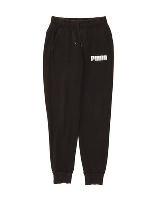 PUMA Mens Graphic Tracksuit Trousers Joggers Small Black Cotton DL09