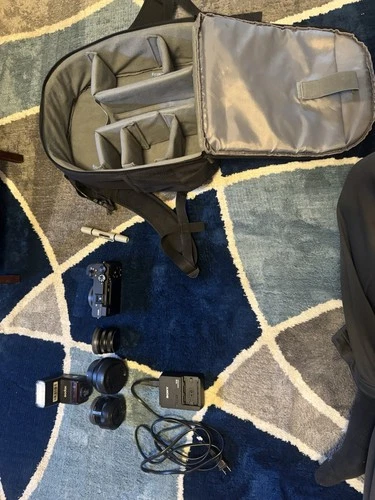 Sony a6600 Camera Body W/ Sigma 56mm, Sony Sel 35mm, 7artisans 25mm, Godox Tt350