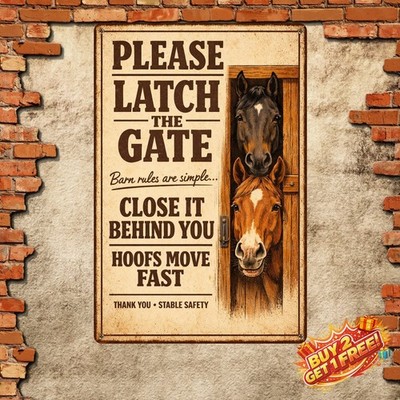 Keep Gate Closed No Matter What Horse Says Horse Warning Metal Sign