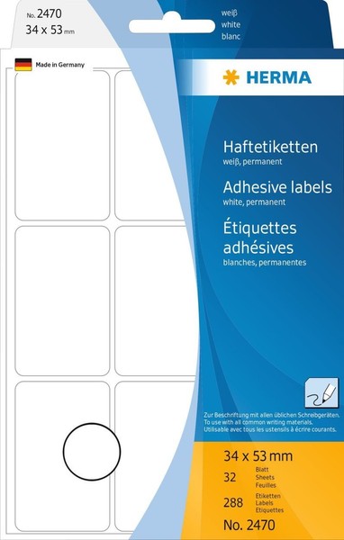 Herma Vielzwecketiketten Weiß 34X53 Mm Papier Matt 288 StüCk-image
