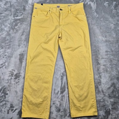 Citizens Of Humanity Sid Jeans Mens 34x28 Yellow Cotton Straight Mid Rise Preppy