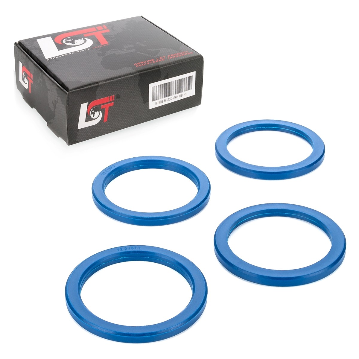 4x Distance Rings Centering Rings Blue Ø 57,1 mm - 72,2 mm for AUDI Q2 Q3 Q5 Q7