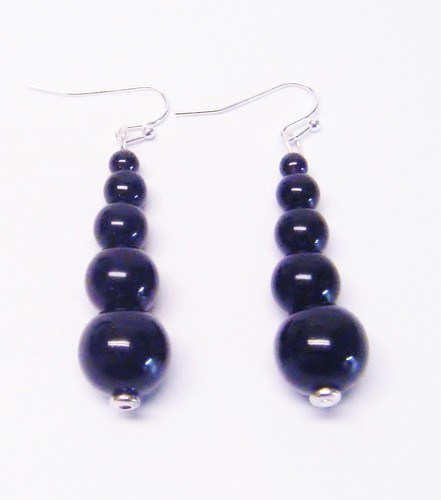 Black Glass Pearl in Mixed Sizes Necklace/Earrings Set - Picture 10 of 10
