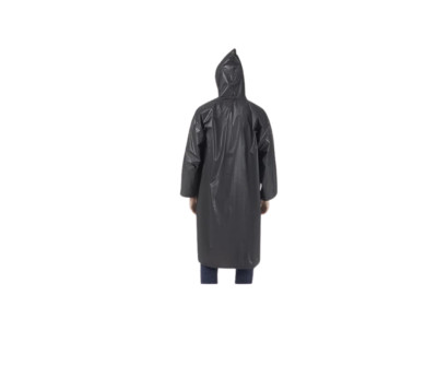 Black Eva Raincoat-  Long Drawstring Hood-  Front Buttons- 2 PACK