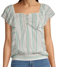 New By & By Sweetheart Neck Flutter Sleeve Blouson Shirt XXL Women $39 R2