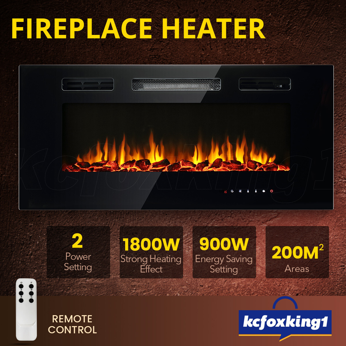 Maxkon 40inch Electric Fireplace Heater Wall Recessed Mounted LED