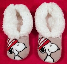 Snoopy Sherpa Lounge Socks Slippers Grey Size Small