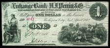 1862 $1 Exchange Bank of AJ Perrin & Co. Marshall, MI Obsolete VF