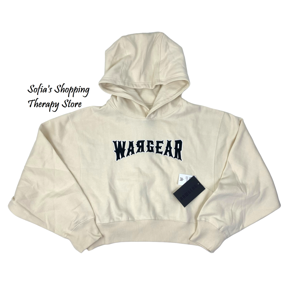 RAWGEAR Women's Sz Large Cropped War Hoodie Patch and Embroidered