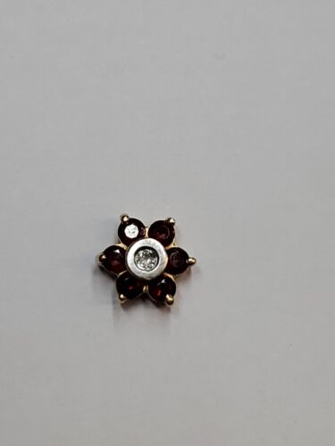 Garnet And Diamond Flower Charm/pendant