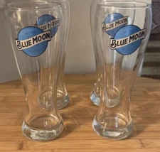 Blue Moon 16 oz Pilsner Beer Glass - Set of Four (4) Glasses