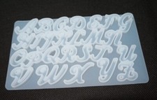 1pz stampo silicone  resina fai da te forma lettere alfabeto corsivo 155x90mm