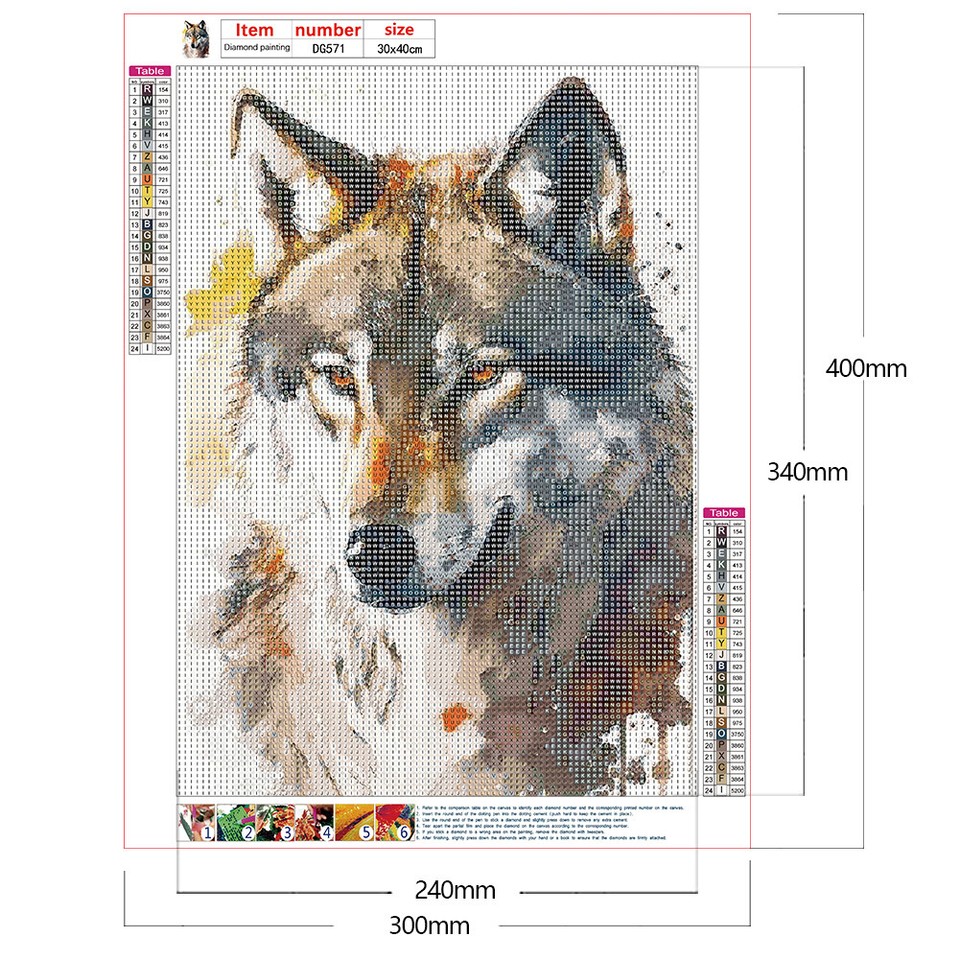 5D DIY Full Round Drill Diamond Painting Wolf Kit Home Decoration Art
