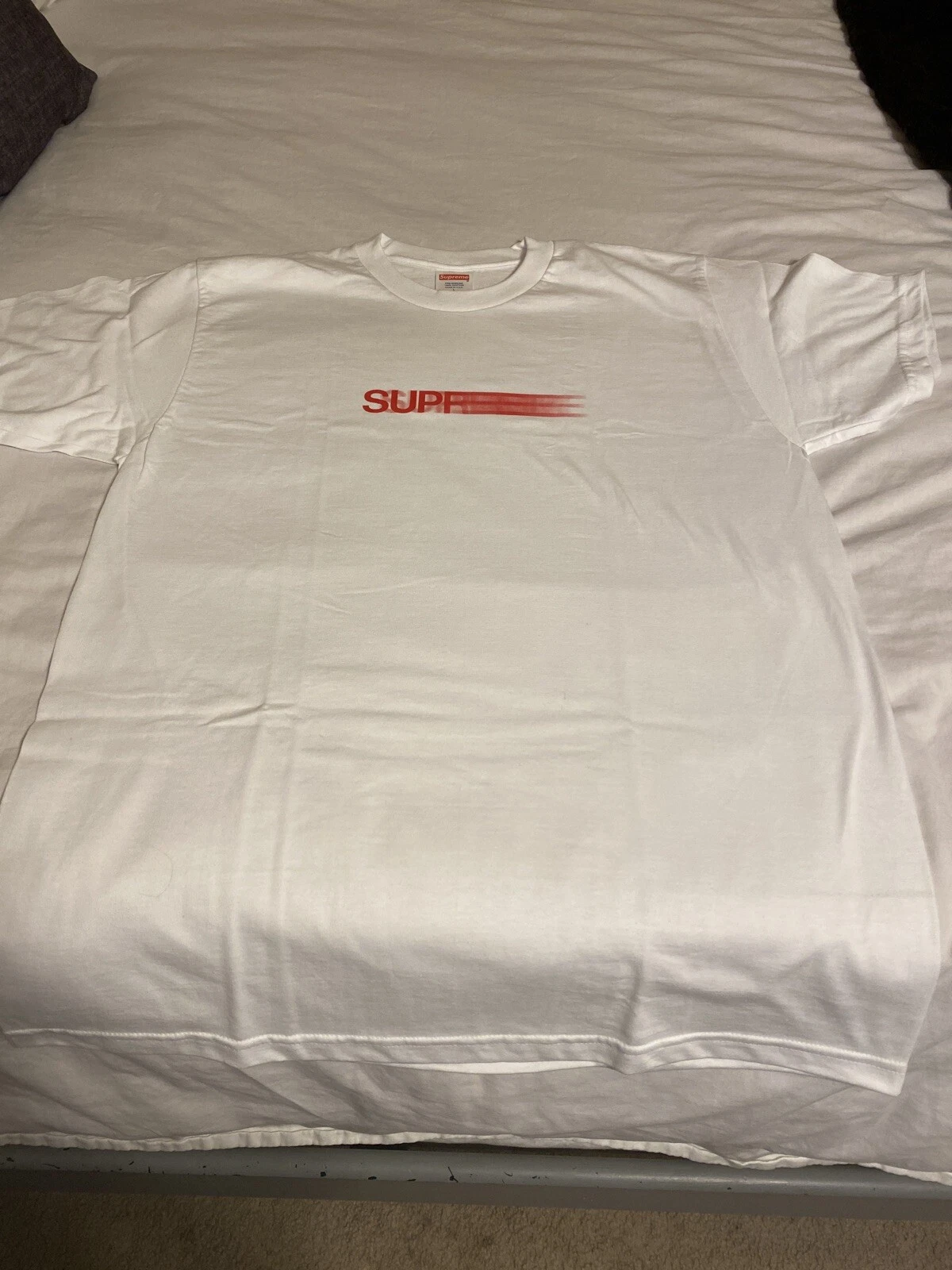 T shirt blanc logo Supreme Motion taille L 100% authentique SS16 NEUF AVEC DÉFAUT
