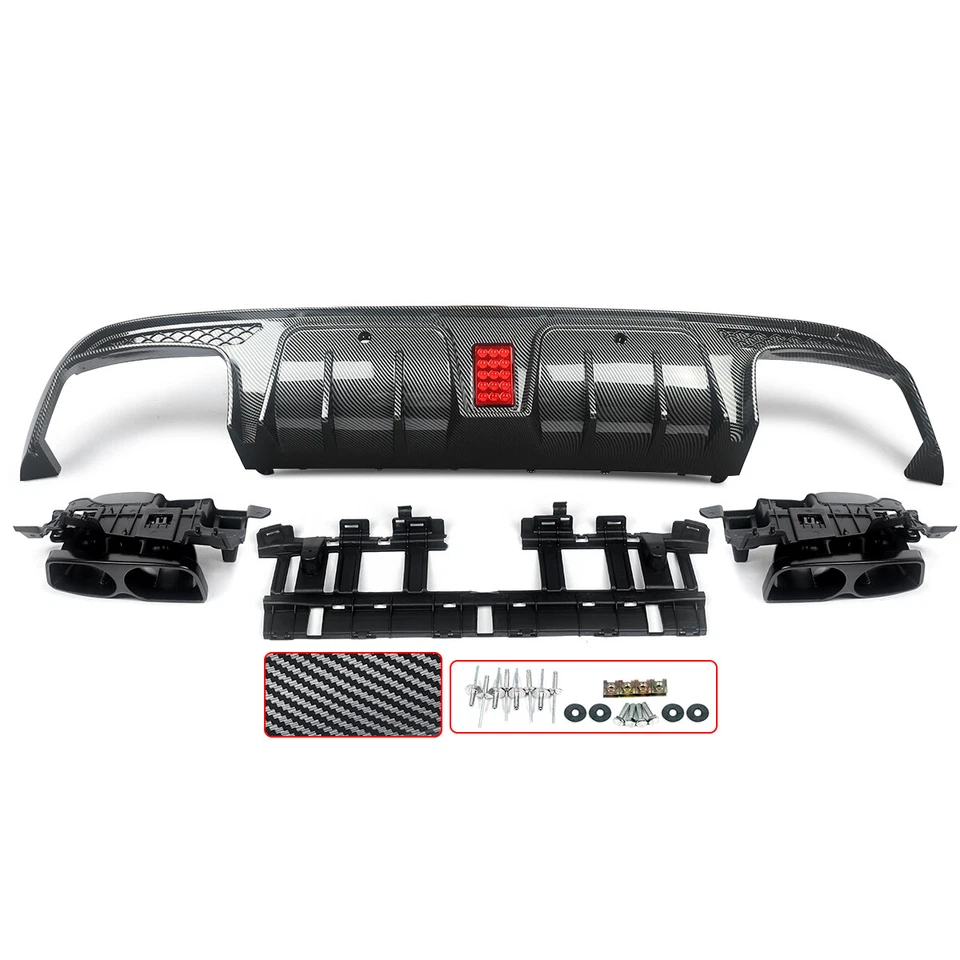 Heck Diffusor + Auspuffblenden Für Mercedes Benz W205 S205 C43 Carbon Look Sport - Bild 3 von 4