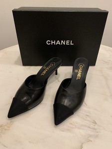 chanel black mules