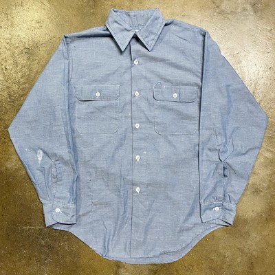 Vintage 60s Big Mac JC Penney Chambray Button Up Shirt Sz L | eBay