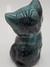 Vintage Canadian Blue Mountain Drip Glaze Cat Figurine 5.5 Inch Tall 