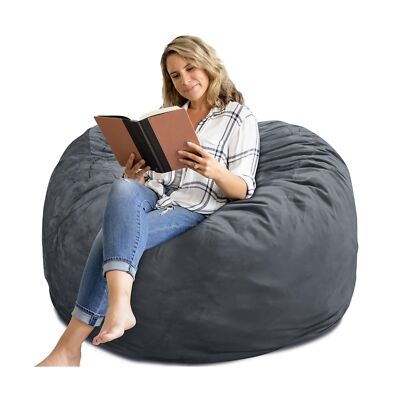 SEASXOLTE Bean Bag Chair 4Ft, Memory Foam Filled, Removable Velvet Cover, Gia...