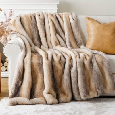 Luxury Faux Fur Throw Blanket, Soft Cozy Mink Fur Blanket 50