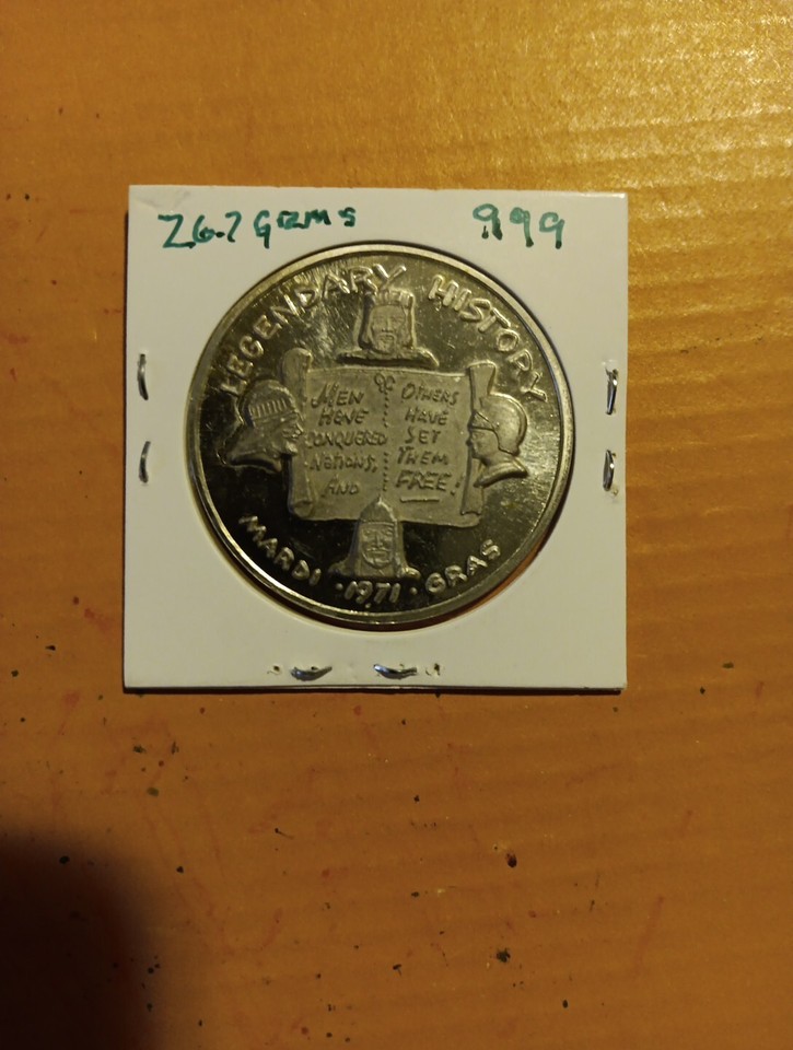 Rare Silver Coin Carnival Club Mardi Gras 1971 Legendary History