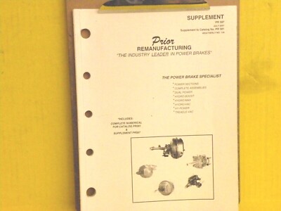 2001 PRIOR Power Brake Booster CATALOG SUPPLEMENT / MANUAL GUIDE 90 PAGE