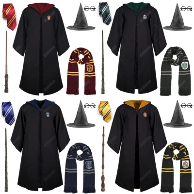 MARKENLOS Harry Potter Hogwarts Schule Kostüm Robe Krawatte Schal Hüte Brillen Zauberstab