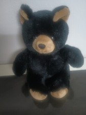 Vintage 1960's Indonesia BLACK BROWN Teddy Bear Plush Stuffed Toy 10" RARE