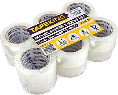 Super Thick 3.2Mil Clear Packing Tape (12 Refill Rolls) - Heavy Duty Adhesive 60