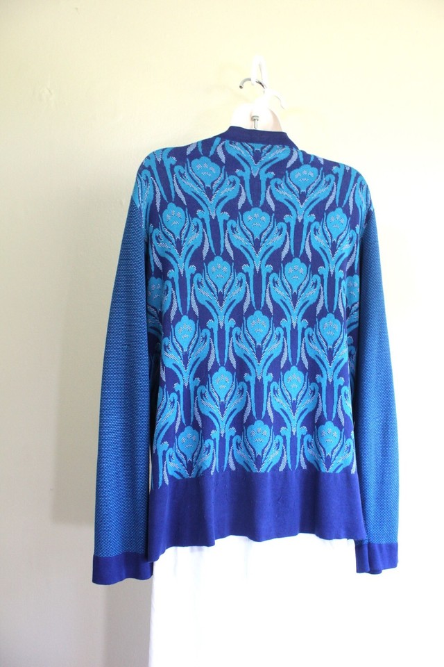 Coldwater Cardigan Sweater Womens 2X Plus Blue Turquoise Silk Cotton