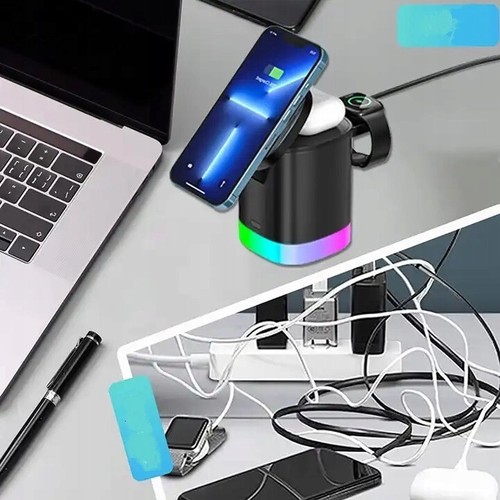 Bezprzewodowa ładowarka Stacja ładująca 3 w 1 do iPhone 11 12 13 14 15 AirPods iWatch - Zdjęcie 15 z 18