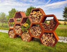 Holzlege - 6-Eckig Kaminholzregal Cortenstahl Individuelles Holzlager Edelrost