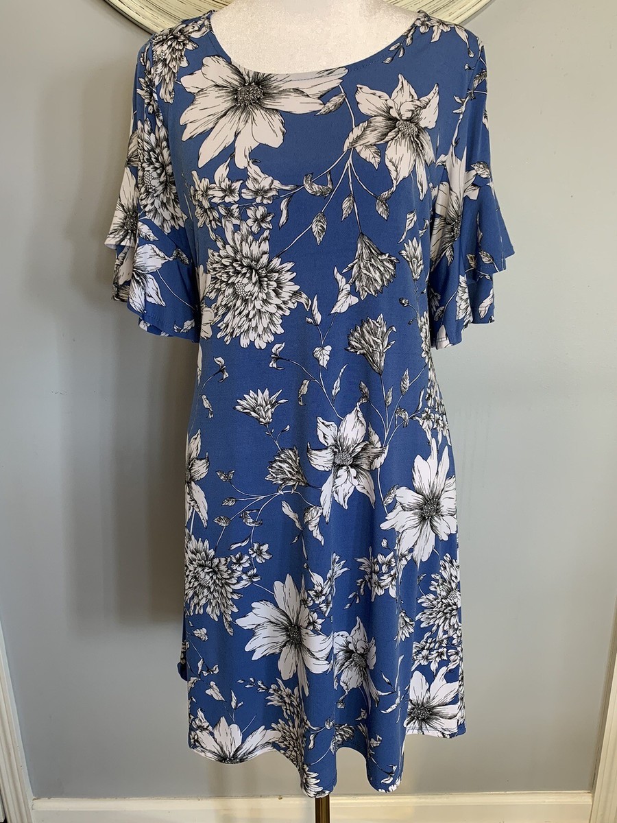 Karen Kane A-Line Dress Blue Floral Print Small - Great For Spring & Summer  | eBay