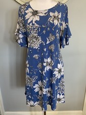 Karen Kane A-Line Dress Blue Floral Print Small - Great For Spring & Summer