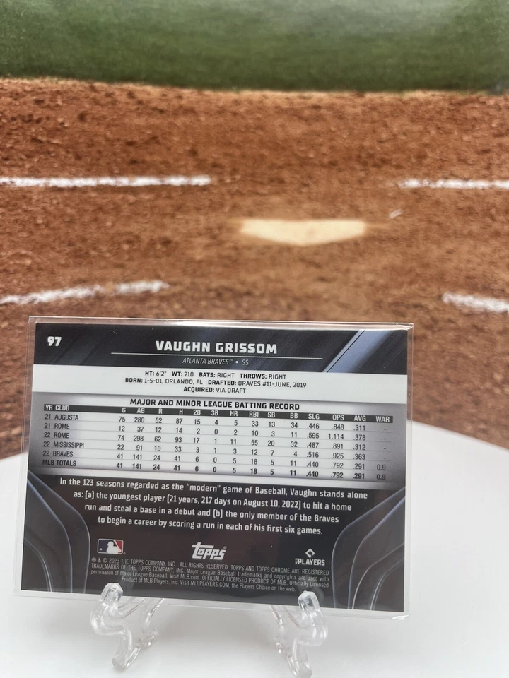 2023 Topps Chrome Black - Green Refractor #97 Vaughn Grissom /99 (RC) - Image 2 of 2