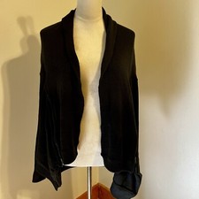 Lululemon Women Merino Wool Open Front Cardigan Sweater Size 8 Black Wrap