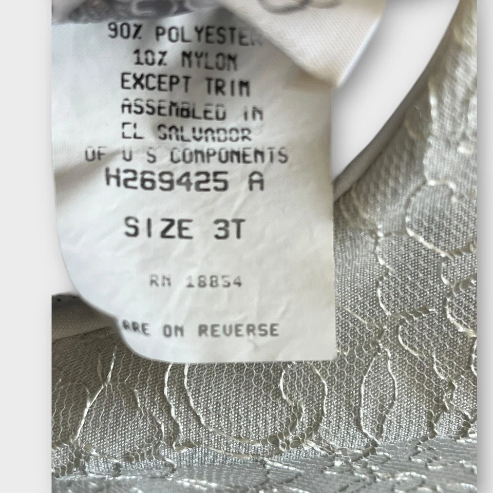 Rare Editions Vtg Dark Green Velvet Long Sleeve Girls Dress Size 3T Lace Trim - Image 4 of 4