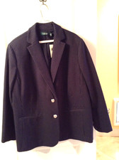 NEW 349 Navy Women Polo Ralph Lauren Blazer Jacket Coat 3D silver buttons 2X