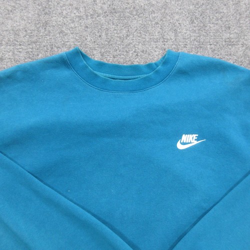 Nike Sweatshirt Mens Large Blue Fleece Pullover Check Swoosh Performance Crew - Picture 4 of 15