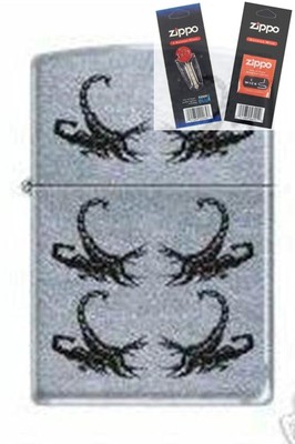 Zippo 2272 scorpions chrome Lighter with *FLINT & WICK GIFT SET